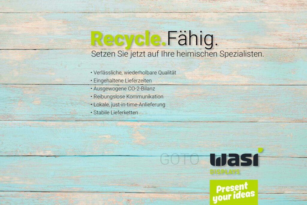 Slider zur Recyclefähigkeit von Warendisplays deutscher Displayhersteller